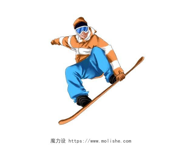 单板滑雪动态滑雪人物运动PNG素材冬奥会元素